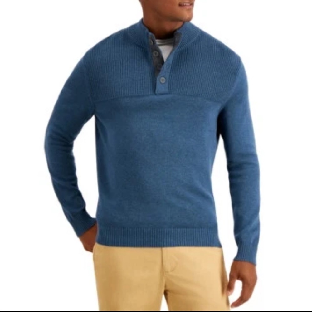 Club Room | Men’s Button Mock Ribbed Neck Sweater w/ 4 Button Closure NWT🏷️